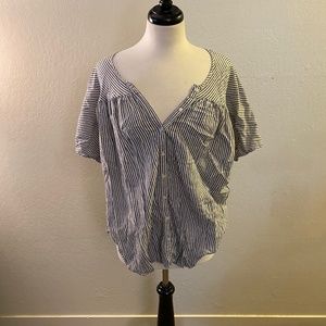 Old Navy Blue/White Striped Button Down Blouse